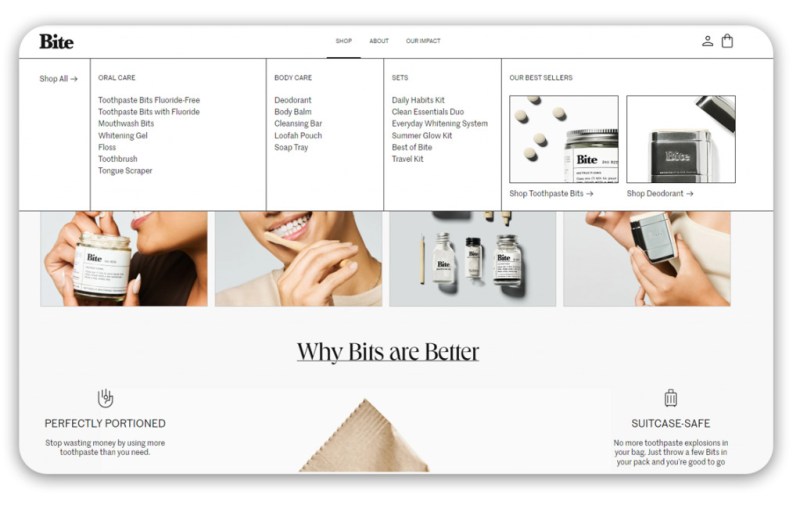 Bite — a subscription-based shop selling personal care products