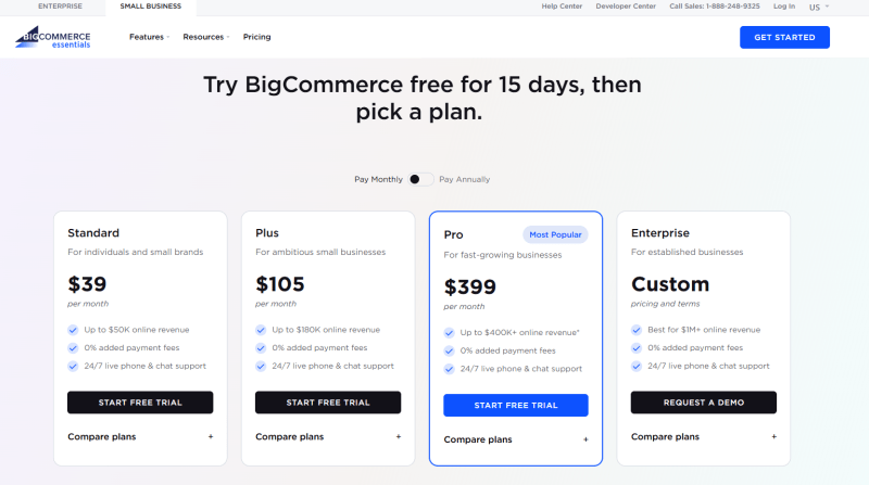BigCommerce pricing plans