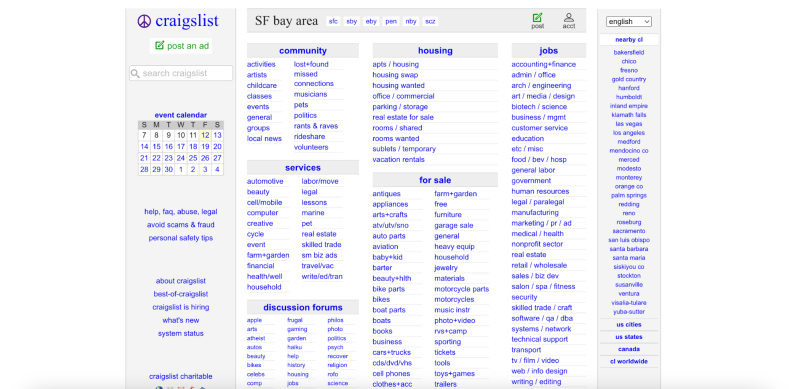 example of c2c marketplace - craigslist