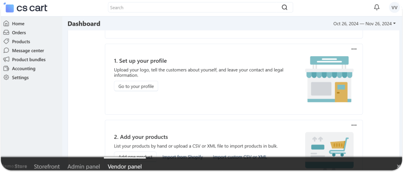 Administrative panel for vendors in CS-Cart