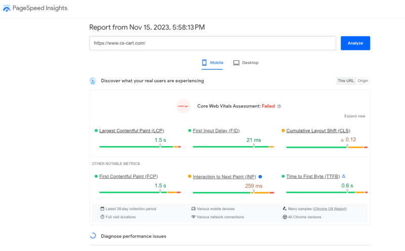 PageSpeed Insights gives you actionable insights on how to increase web page loading for mobile and desktop devices